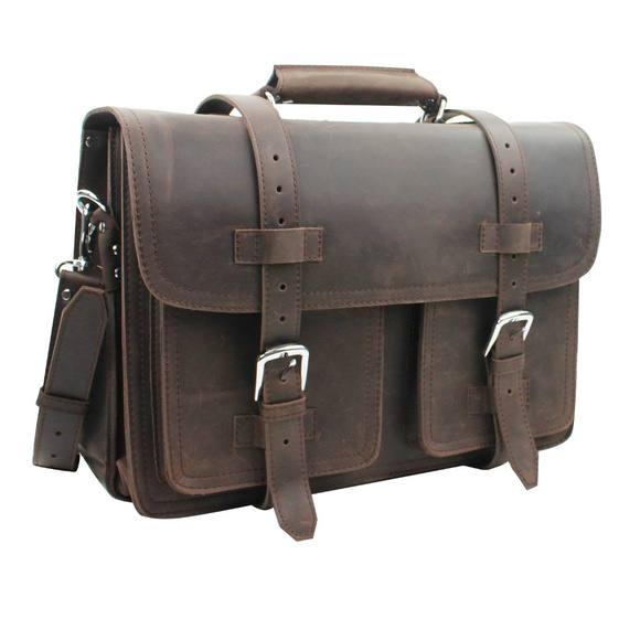 18"Leather Briefcase Backpack Travel Bag L31CB